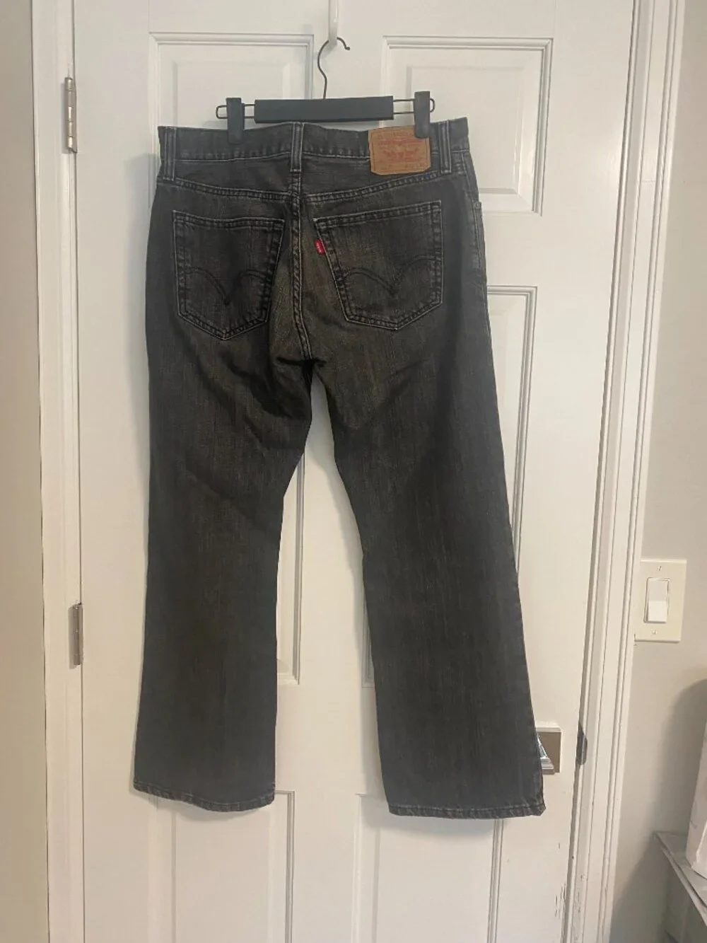 Levi's 527 Bootcut Jeans Men's 33x30 Blue Washed Black Stretch Denim Distressed